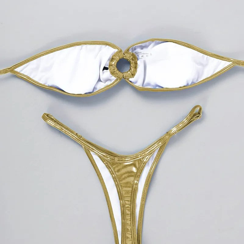 Gold Triangle Bikini Set | Brazilian Two-Piece Swimsuit for Women