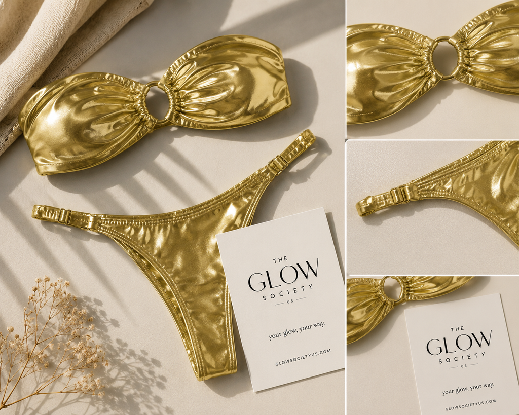 Gold Triangle Bikini Set | Brazilian Two-Piece Swimsuit for Women